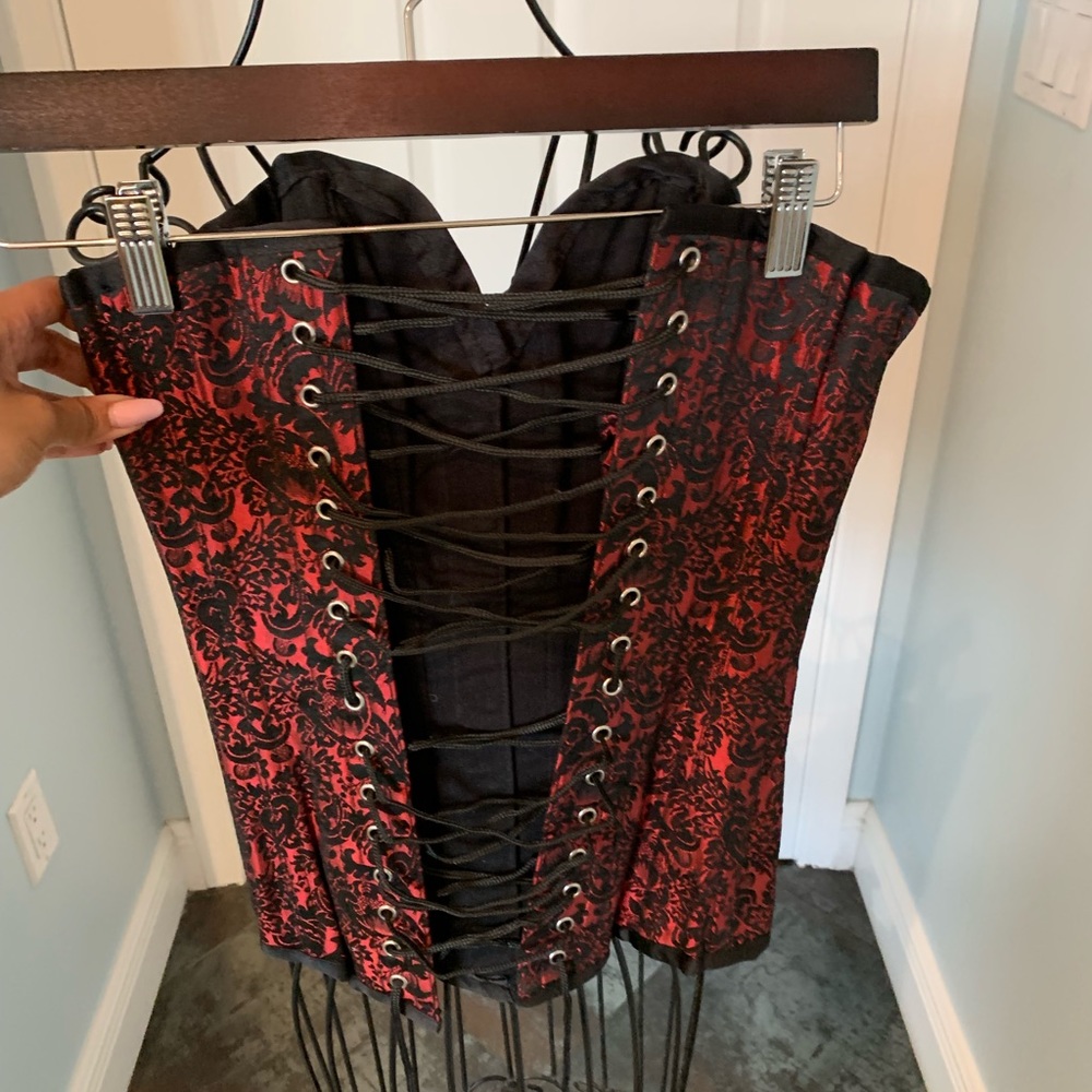 Gently used black/red corset size 22UK